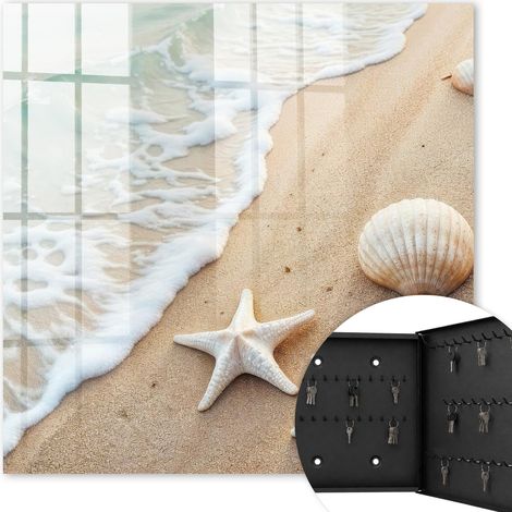 Armoire à clés - (30 cm x 30 cm) - Boîte à clés murale - Coffret de rangement pour clés - Couleur noire - Ouverture vers la droite - Pour maison et bureau - Paradis de plage