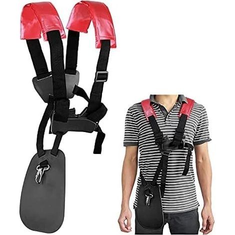 Schultertasche für Trimmer - Trimmer, bequemer doppelter Leinen-Gürtel mit schwarzem Schultergurt, kompatibel mit Rasenmäher-/Gartenscheren-Tragegurt (Farbe: Rot)