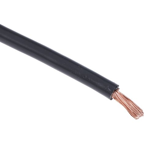 RS PRO Fil de câblage, section 6 mm², 600 V Noir Cuivre recuit, Maximum +70 °C, 25m ( Prix pour Bobine de 25 Mètres )