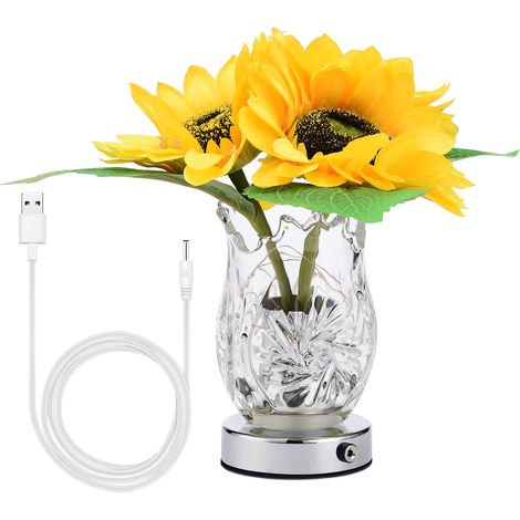 Lampe à fleurs de tournesol tactile éclaircissante, Vase polyvalent élégant, veilleuse pour chambre à coucher et salon, hauteur 22CM (1/5)
