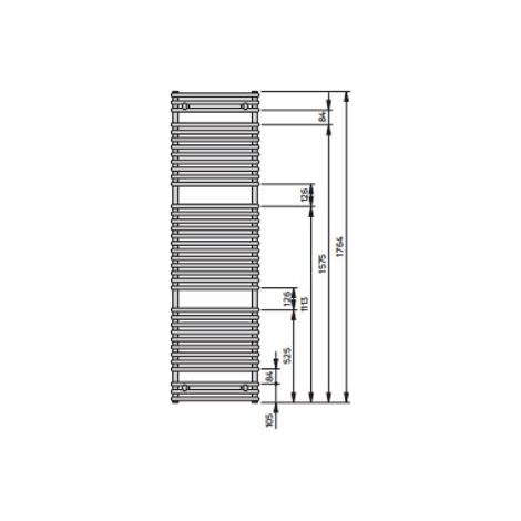 VN-DION Badheizk. gebogen H 1800 BL 400 BH 1764x103x400mm weiß