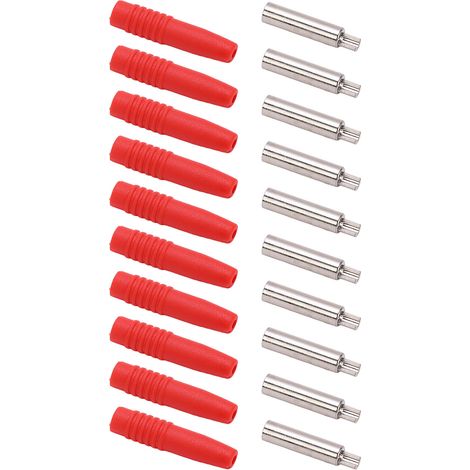 10 Pièces Bornes Banane Isolées 2mm avec Gaine Protectrice Rouge pour Équipements de Test Électrique (1/5)
