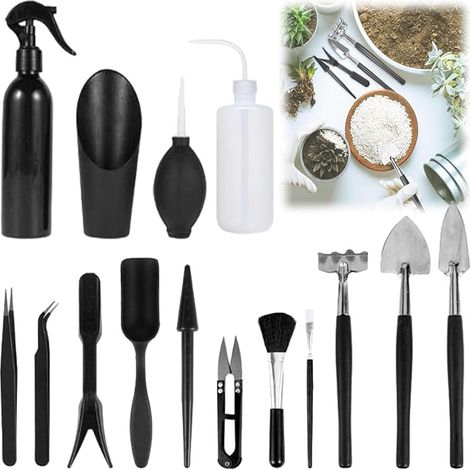 15 Pieces Mini Gardening Tools, Garden Tool Kit, Succulent Tools Kit, Tool Kit for Bonsai for Succulent Plants, Hand Transplanting Plants Flowers Bonsai (1/5)