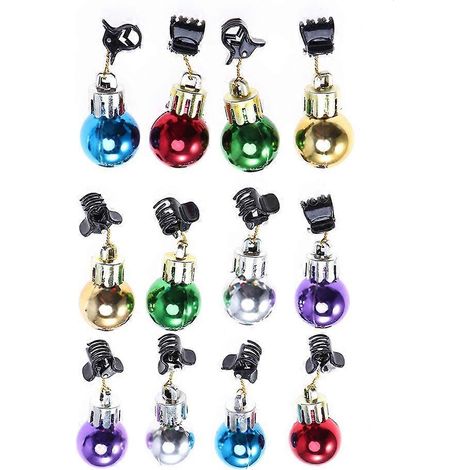 12 Stück Weihnachts-Bartspangen, glänzende Bartspangen, bunte Gesichtshaarkugeln, Weihnachtsmann-Bart-Haarschmuck, Geschenke für Männer (zufällige Farbe)-2cm (1/3)