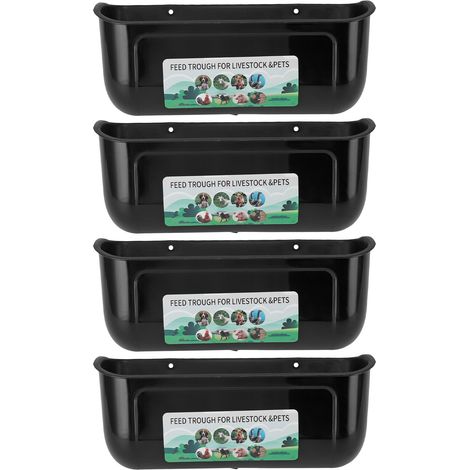 4 pièces grande mangeoire à poulet mangeoire avec clips suspendus mangeoires de clôture pour chèvre canard oie bétail alimentation conteneur abreuvoir seau noir (1/5)