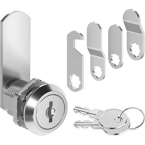 Mailbox Lock + 4 Keys, 5 Plates, 16 mm, Silver, Standard, For Cabinets (1/5)