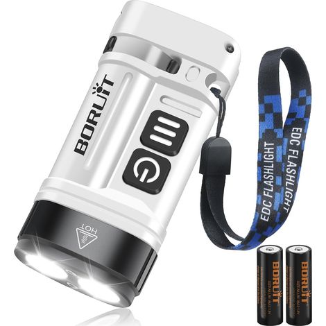 V15 Lampe Torche LED ultra Puissante Rechargeable 1200LM Mini Lampes de Poche Porte-clés avec Magnétique Orientable à 80°, 10 Modes IP67 Étanche USB Torches (1/5)