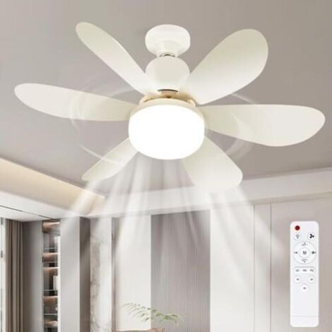 Plafoniera con ventilatore, ventilatore a soffitto a LED silenzioso, include luce e telecomando, 3 modalità di intensità luminosa, 3 velocità di ventilazione. (1/4)