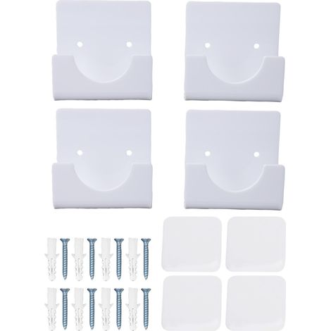 Support de Douche Transparent 4pcs - Accroche-Rideau de Douche Adhésif ou Vis - Fixation Stable pour Barre de Douche 1-2.5in - Portée 40lbs - Acrylique Claire 7.9x7.9cm (1/5)