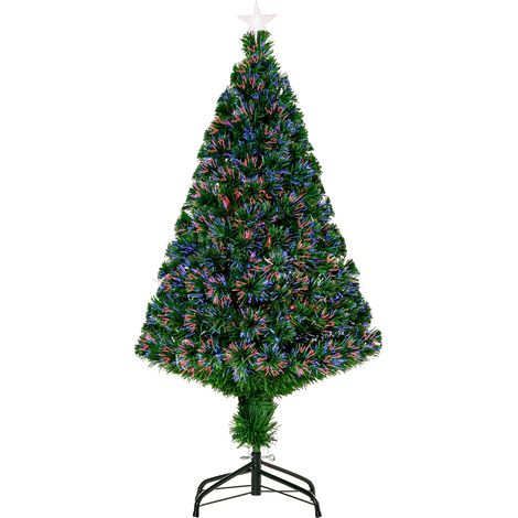 HOMCOM Pre-lit Fibre Optic Christmas Tree Artificial Holiday Décor Metal 4FT (1/5)