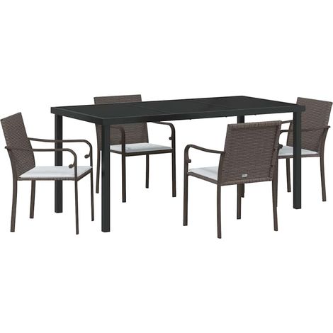 Garden Dining Set 5 pcs Brown and Black PE Rattan vidaXL (1/5)