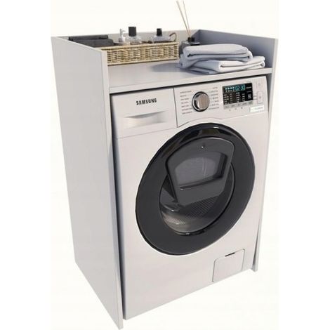 Mobiletto porta lavatrice per il bagno, bianco, 66x51,8 cm, ripiano MK (1/4)