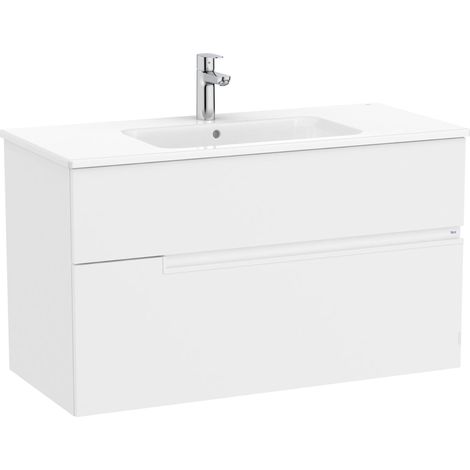Pack mueble base de dos cajones + lavabo Unik VICTORIA-N - ROCA Color: Blanco mate (1/2)