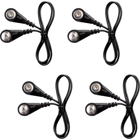 4 fils câbles de connexion pour appareils compatibles EMS/TENS Câble à connexion standard 3,5 mm, noir, 0,5 m/1,64 ft (Connecteur mâle vers connecteur femelle) (1/5)