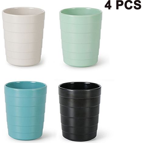 Tumbler Réutilisable En Paille De Blé - 450 Ml - Sans Bpa - Compatible Lave-Vaisselle Micro-Ondes Congélateur - Lot De 4 (1/5)