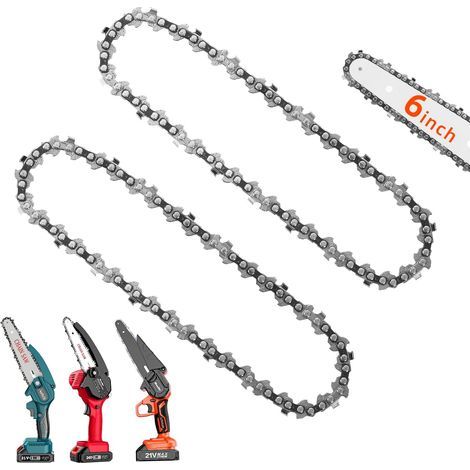 Lot de 2 mini chaînes de tronçonneuse de 15,2 cm pour tronçonneuse électrique portable sans fil de 15,2 cm (1/4)