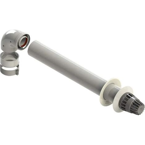 Kit complet de fumisterie ventouse 60/100 pour chauffe-eau gaz – Tube Ø 60/100 – Longueur 1 m – Ventouse horizontale avec coude – Mts (Styx) (1/4)