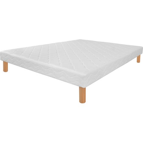 Sommier tapissier à ressorts 160x200 cm – Structure en bois massif – Hauteur 17 cm – Suspension ressorts biconiques pour confort optimal