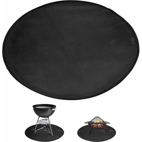 Filiyano-Tapis de barbecue rond noir pour terrasse, balcon, pelouse (1/4)