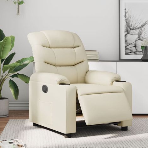 vidaXL Electric Recliner Chair Cream Faux Leather (1/5)
