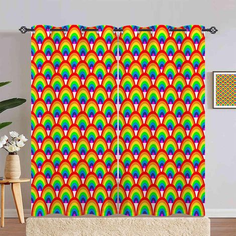 Rideau Occultant Coloré Rainbow Contexte Rideau Thermique Isolant Draperies Intérieurs Tenture Opaque à Oeillets pour Maison Chambre Salon Fenetre 2 Pièces L 140 x H 240 cm - 140L X 240H cm (2 Panneau (1/5)