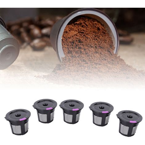 5 pièces Capsules à Café Rechargeables avec Cuillère, Compatibles Machines à Café Keurig 2.0 et Modèles KCUP (1/5)