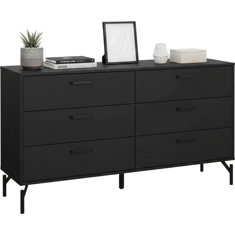 Dmora - Credenza Begawan, Buffet da soggiorno, Madia da salotto, Dispensa da cucina, 139x40 h77 cm, Nero