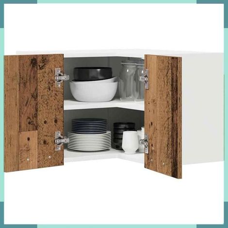 884192 Armoire suspendue Bois ancien et Blanc 57 x 57 x 40 cm (1/5)