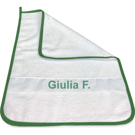 ASCIUGAMANO FRED ASILO bordato in TINTA UNITA Ricamato e Personalizzato con Nome Verde