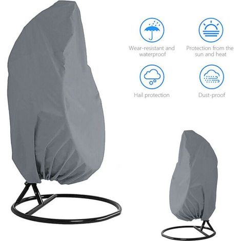 Housse de Fauteuil Suspendu Jardin Rotin Osier Fauteuil Suspendu Imperméable Housse Housse de Protection pour œufs Chaise résistant à l'eau et à la poussière - 190 X115cm (Gris) (1/4)