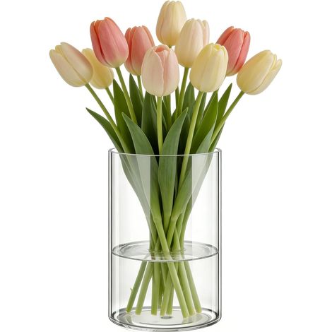 Vase Cylindrique en Acrylique Incassable, Vase Transparent Moderne pour Fleurs, Décorations Salon et Chambre à Coucher Style Scandinave, Déco Maison Élégante, Cadeau Femme/Mariage-15 x 25cm (1/5)