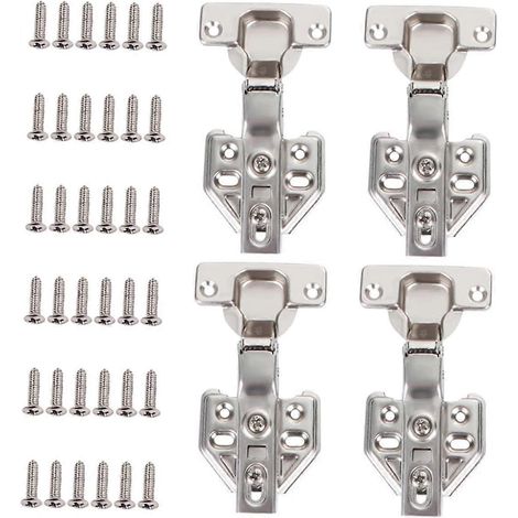 Didiseaon Lot de 4 charnières hydrauliques en acier pour armoire, avec vis de 1,2 mm (1/5)