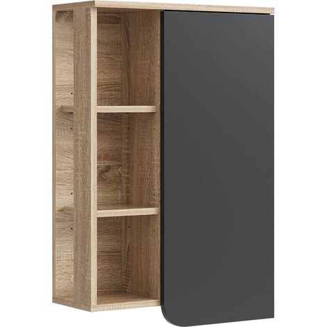 Armoire de Karen, Anthracite, 50 x 75 cm avec porte et compartiments ouverts, Vicco