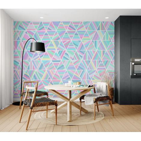 Papier peint Graphique – Triangles pastel - 150 x 250 cm (1/2)