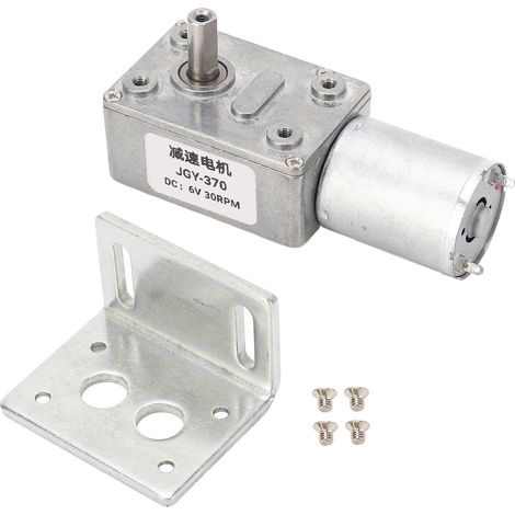 12-mm-Einwellen-Schneckengetriebemotor, selbsthemmend, reversibler Gleichstrom-Turbinenuntersetzer 6 V 30 U/min, hohes Drehmoment mit festem Sockel.