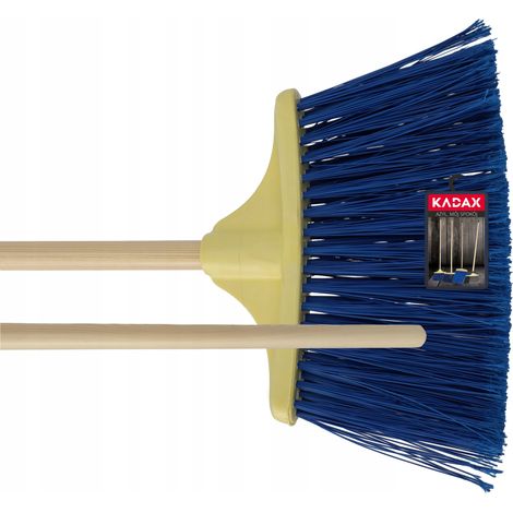 KADAX Balai de balayage routier et trottoir, balai de jardin avec manche en bois, balai de rue en nylon, balai industriel pour trottoirs (bleu indigo) (1/5)