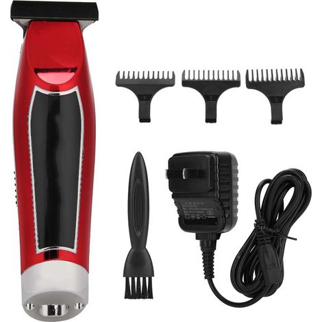 Tondeuse à cheveux électrique rouge, coupe-cheveux professionnel pour coiffeur, outil de coupe cheveux avec huile, fiche US 100-240V (1/5)