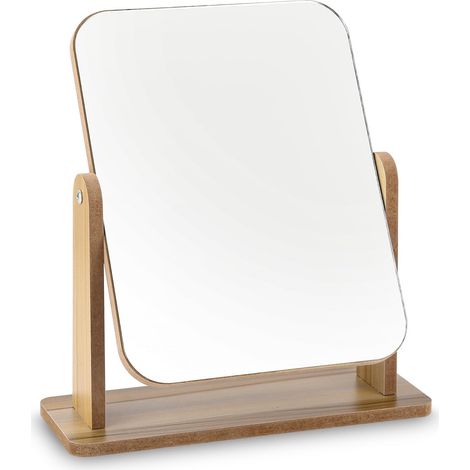 Miroir petit en bois 24.5 x 19 cm Amovible pour coiffeuse, bureau, chambre à coucher, salle de bain