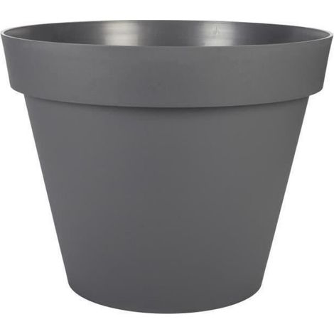 Pot De Fleurs Rond - Polypropylène Injecté - Ø 60 x H 47 cm - 76 L - Gris Anthracite - 1 Pièce (1/3)