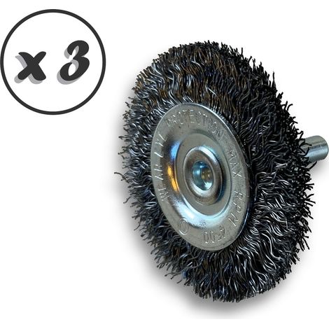 Brosse circulaire métallique sur tige Ø 50 mm Fil acier dur - Quantité x 3 - Ø 50 mm - Ep. 8 mm - Acier dur (1/5)