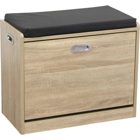 Panca Scarpiera Seduta Imbottina in Legno Marrone Chiaro da Ingresso