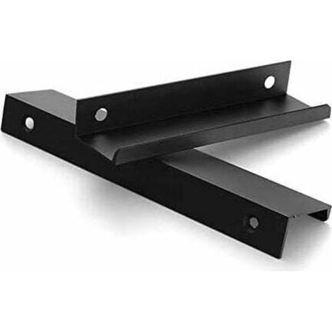 Lot de 2 poignées de meubles noires - Poignée invisible pour meubles de cuisine Profilé aluminium entraxe 120 mm avec vis (1/5)