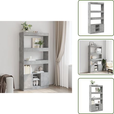 Highboard Betongrau 92x33x180 cm Holzwerkstoff - Highboard - Highboards - Bücherschrank - Bücherregal (1/5)