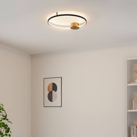 Schwarze Messing kreisförmige LED Decken- oder Wandlampe 60 cm dimmbar - Alisa