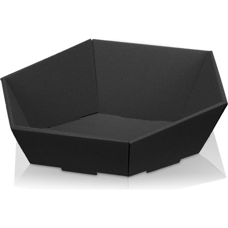 25 x Präsentkorb Geschenkkorb 465x415x90/155 mm offene Welle Schwarz (1/2)