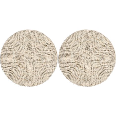2 Coussin Tatami Rond Fait Main, Pouf pour Méditation Zen Yoga, Décoration Cérémonie du Thé, Fenêtre Bay, Lot de 2 (1/5)