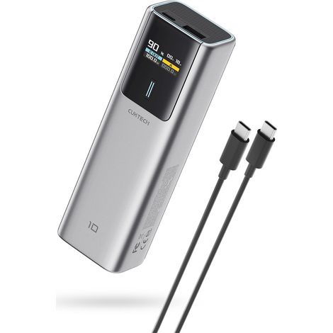 Powerbank da 10000 mAh con porte USB-C e USB-A da 150 W - grigio (1/5)