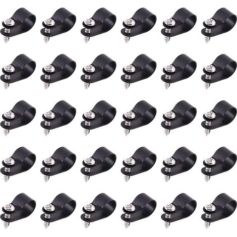 60 Pack Black Nylon R Type 1/2" Cable Clips Clamp Kit with 60 Screws for Wire Management (1/5)