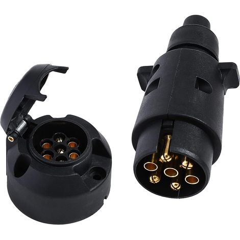 Prise de Remorque 7 Broches et Fiche pour Remorque 12V Électrique Prise Attelage 7 Broches Femelle Connecteur Prise de Remorque Male Étanche pour Camion RV ou Bateau (1/5)