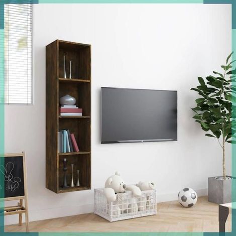 Bibliothèque / Meuble TV - 815270 - chêne fumé - bois d'ingénierie - 143 x 30 x 36 cm (1/5)